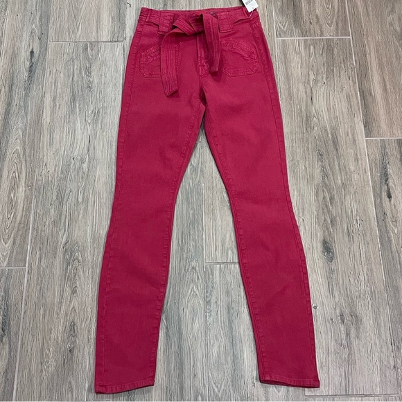 Mother Jeans The Tie Patch Looker Red Skinny Slim Fruit Punch Pants Holiday - Picture 12 of 16
